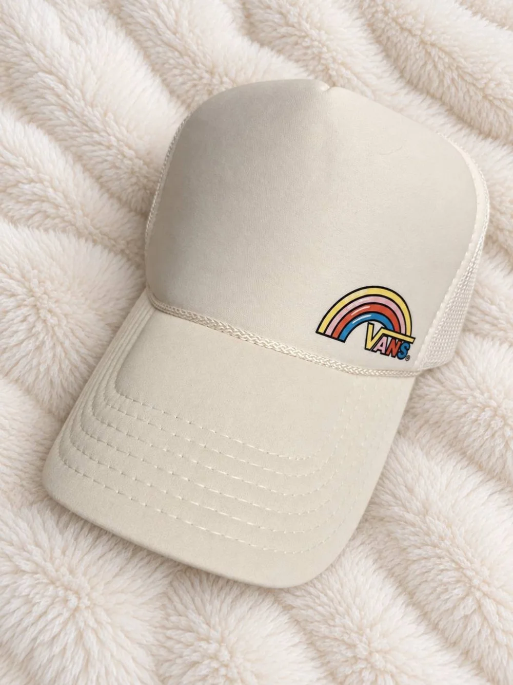Vans Cream Cap with Rainbow Logo